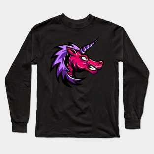Angry Unicorn Cartoon Long Sleeve T-Shirt